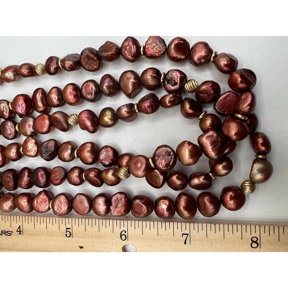 Multi-Strand Red Painted Stone Necklace - Picture 9 of 9